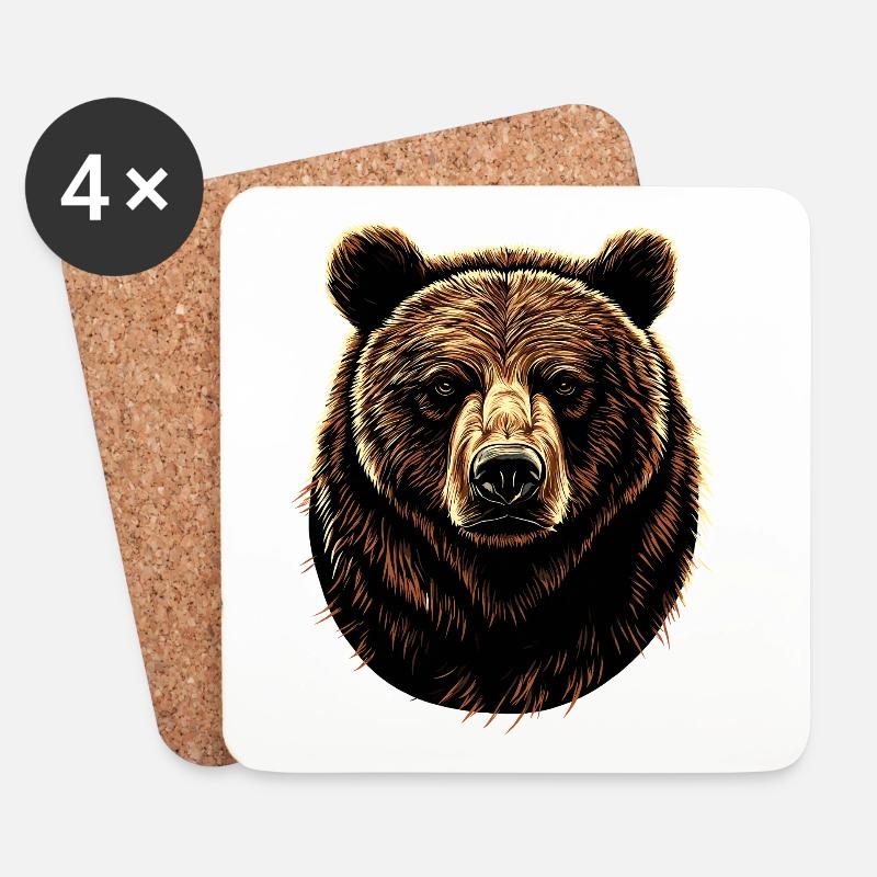 Braunbär Grizzly Bär Bärenbrüder Wald Wilde Bären - Untersetzer (4er-Set) - Weiß