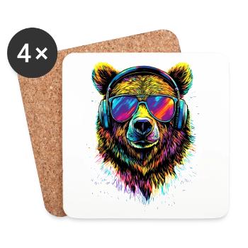 Brown Bear, Grizzly Bear, Bear Brothers, Forest, Wild Bears - Coasters (set of 4) - white - Front