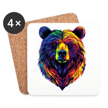 Brown Bear, Grizzly Bear, Bear Brothers, Forest, Wild Bears - Coasters (set of 4) - white - Front