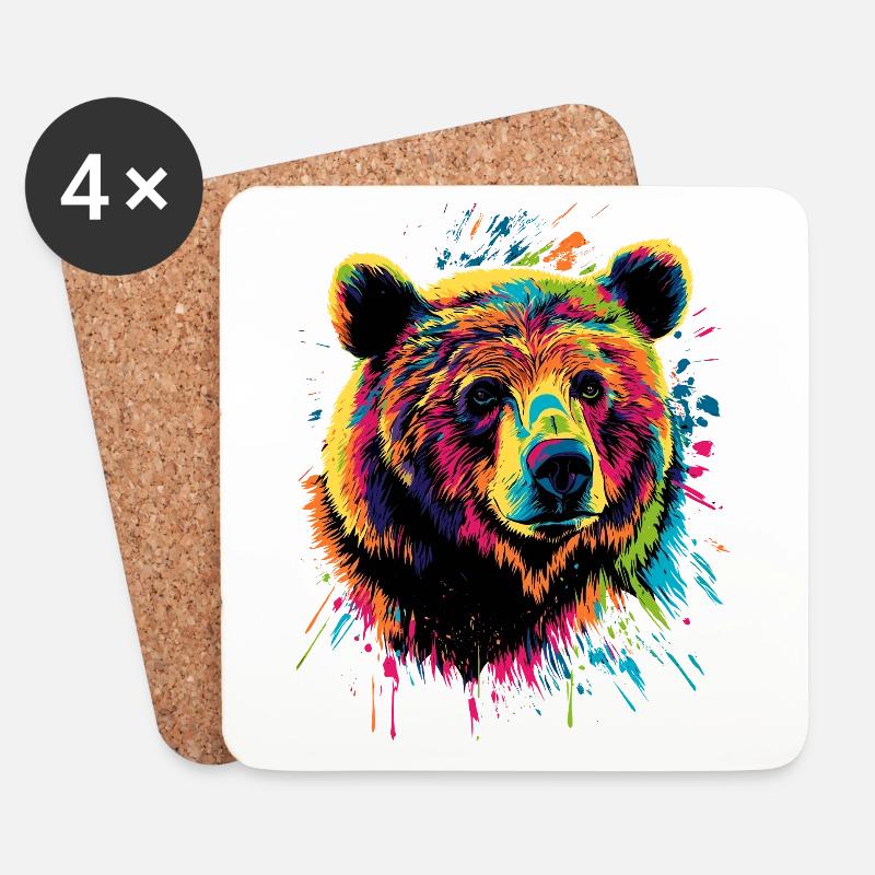 Braunbär Grizzly Bär Bärenbrüder Wald Wilde Bären - Untersetzer (4er-Set) - Weiß