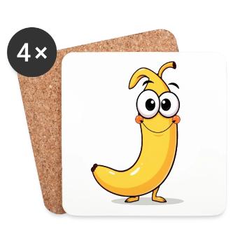 Playful banana with big eyes - Coasters (set of 4) - white - Front