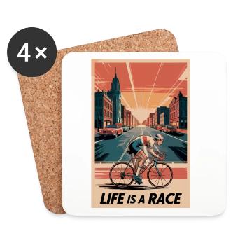 Life is a Race – Retro Rennrad Poster Bike Design - Untersetzer (4er-Set) - Weiß - Vorne
