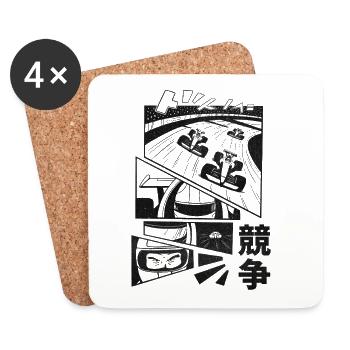 Pilote de course au volant d'une voiture de F1  - Dessous de verre (lot de 4) - blanc - Devant