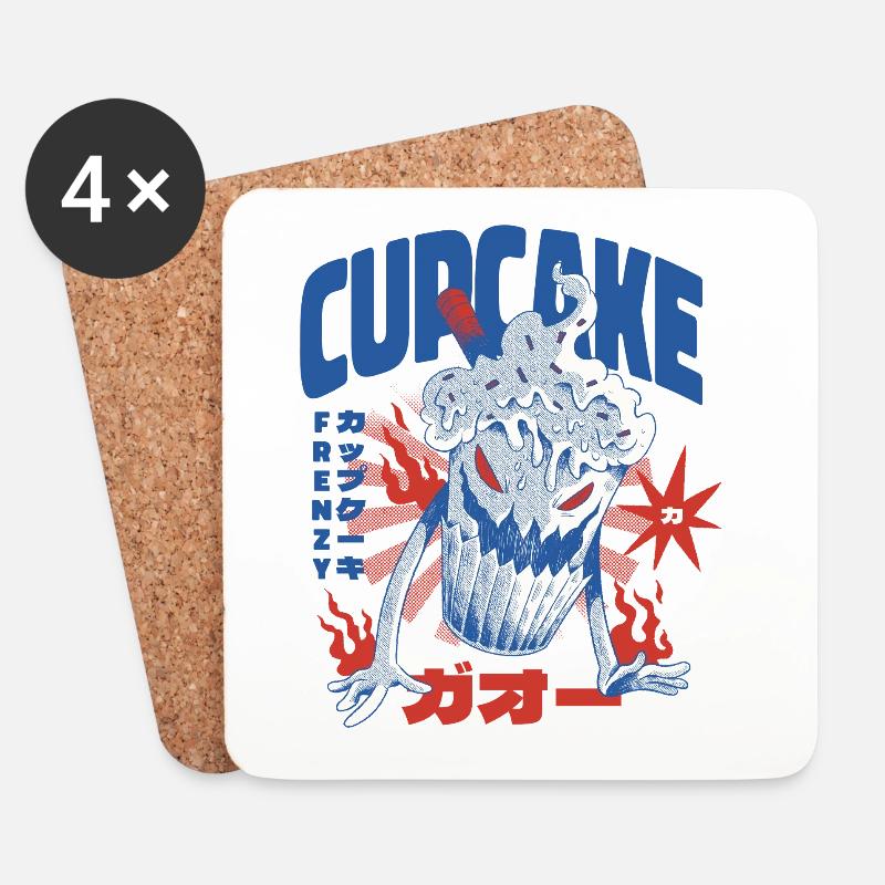 Japanischer Cupcake - Untersetzer (4er-Set) - Weiß