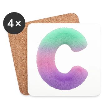 Letter C in fur look and colour gradient - Coasters (set of 4) - white - Front