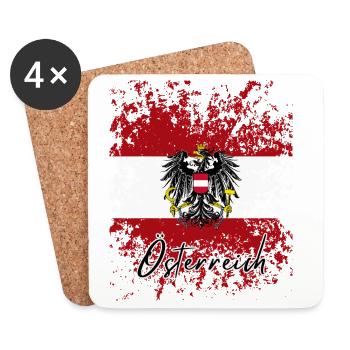 Flag of Austria grunge, I love Austria - Coasters (set of 4) - white - Front