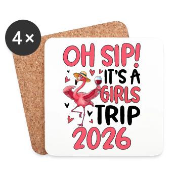 Flamingo Girls Trip Party Design 2026 - Dessous de verre (lot de 4) - blanc - Devant