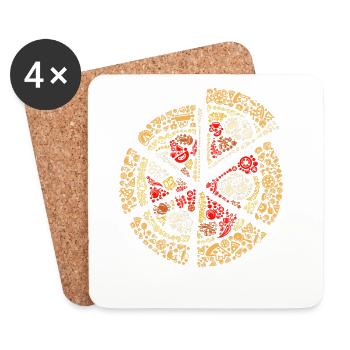 Chemise d’amateur de pizza avec art d’icône unique - Dessous de verre (lot de 4) - blanc - Devant