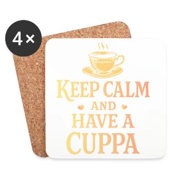 Bleib ruhig und trink eine Tasse Tee - Untersetzer (4er-Set) - Weiß - Vorne