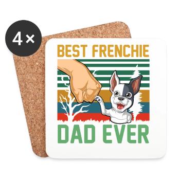 Bester Frenchie-Vater aller Zeiten – Lustige französische Bulldogge - Untersetzer (4er-Set) - Weiß - Vorne