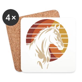 Design élégant pour chevaux dans le style du coucher du soleil - Dessous de verre (lot de 4) - blanc - Devant