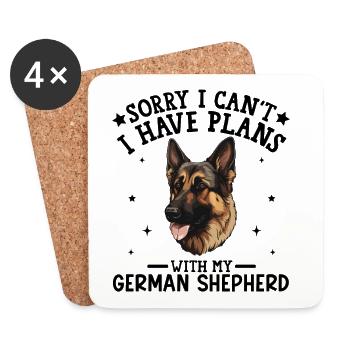 German Shepherd Illustration on Apparel - Coasters (set of 4) - white - Front