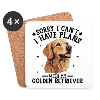 Illustration de la joie du Golden Retriever - Dessous de verre (lot de 4) - blanc - Devant