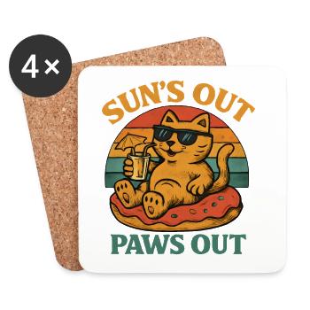 Sommer Katze - Untersetzer (4er-Set) - Weiß - Vorne