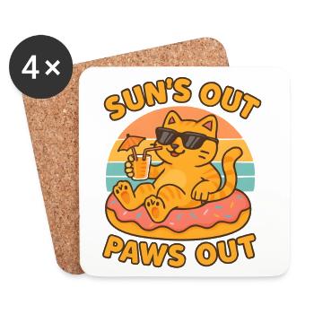 Sommer Katze - Untersetzer (4er-Set) - Weiß - Vorne