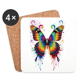 Schmetterling Flügel Bunt Butterfly Schmetterlinge - Untersetzer (4er-Set) - Weiß - Vorne