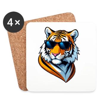 Cool Tiger with Sunglasses - Coasters (set of 4) - white - Front