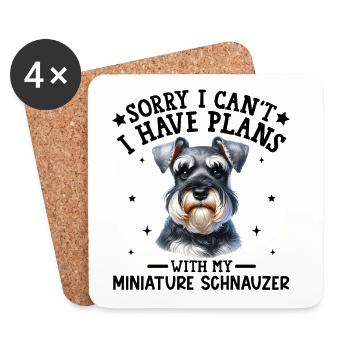 Realistische Zwergschnauzer-Illustration - Untersetzer (4er-Set) - Weiß - Vorne
