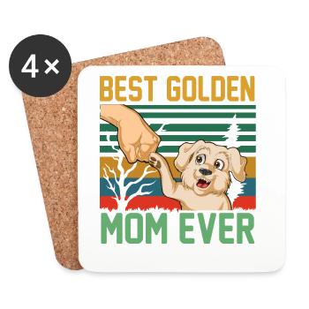 Golden Retriever Mom Quote - Coasters (set of 4) - white - Front