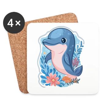 Delfin - Untersetzer (4er-Set) - Weiß - Vorne