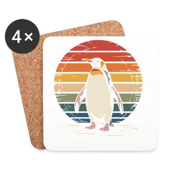 Vintage Penguin Sunset Design - Coasters (set of 4) - white - Front