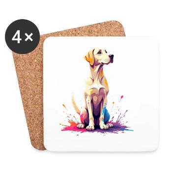 Bunter Labrador Hundeportrait auf Sprayfarben - Untersetzer (4er-Set) - Weiß - Vorne