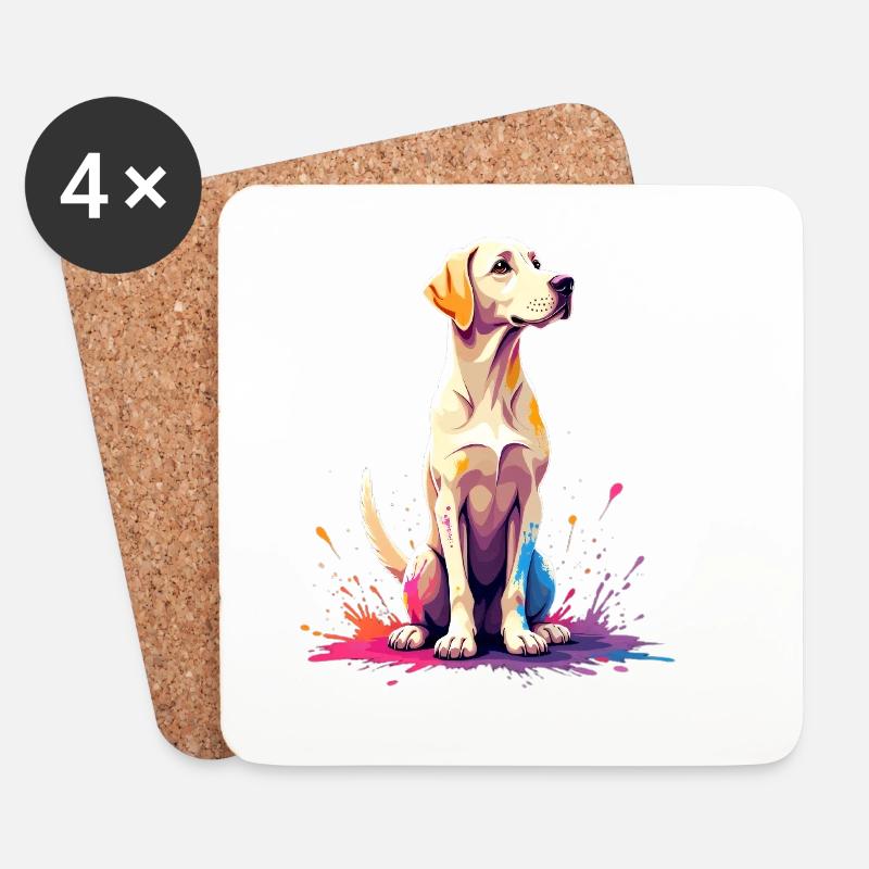 Bunter Labrador Hundeportrait auf Sprayfarben - Untersetzer (4er-Set) - Weiß