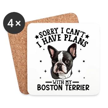 Elegantes Boston Terrier-Porträtdesign - Untersetzer (4er-Set) - Weiß - Vorne