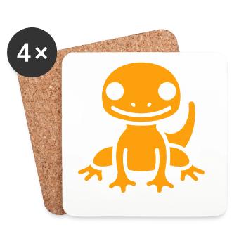 Iguana Colorful Illustration Salamander - Coasters (set of 4) - white - Front
