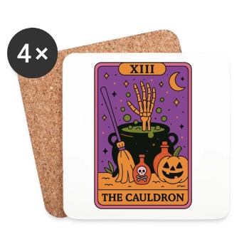 XIII Carte de Tarot d'halloween Le Chaudron - Dessous de verre (lot de 4) - blanc - Devant
