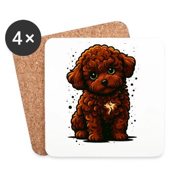 Charming Cartoon Poodle Illustration, Love Dogs - Coasters (set of 4) - white - Front