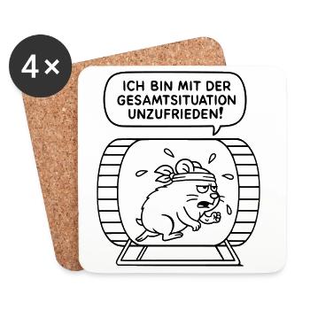 Mit der Gesamtsituation unzufrieden! WUNSCHFARBE! - Untersetzer (4er-Set) - Weiß - Vorne