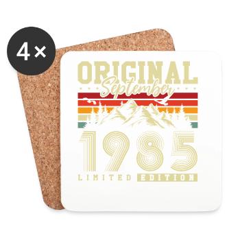 Carte d'anniversaire originale vintage de septembre 1985 - Dessous de verre (lot de 4) - blanc - Devant