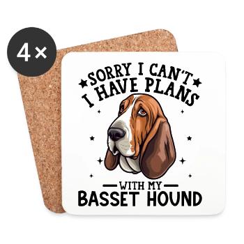 Ausdrucksstarke Basset Hound-Illustration - Untersetzer (4er-Set) - Weiß - Vorne