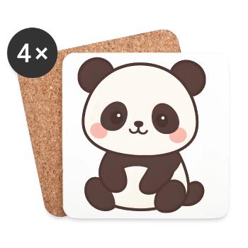 Mignon Panda Kids Design - Dessous de verre (lot de 4) - blanc - Devant