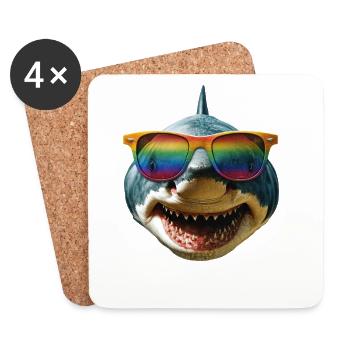 Shark Shark Tiger Shark Diver Cute Sharks Great White Shark - Coasters (set of 4) - white - Front