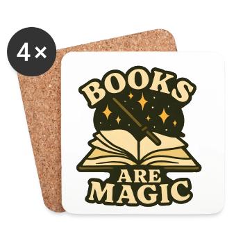 Illustration de sorts de livre magique - Dessous de verre (lot de 4) - blanc - Devant