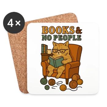 Cat reader in a comfortable armchair - Coasters (set of 4) - white - Front