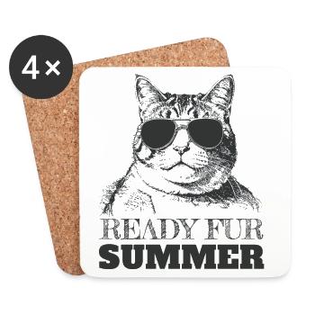 Cool Cat in sunglasses ready for summer - Coasters (set of 4) - white - Front