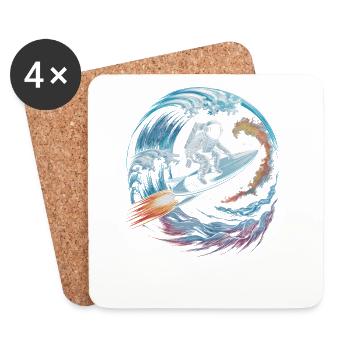 Space surfers in the star storm - Coasters (set of 4) - white - Front
