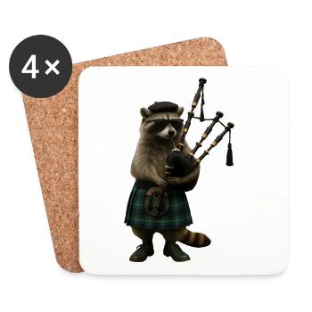 Raccoon Bagpipes - Coasters (set of 4) - white - Front