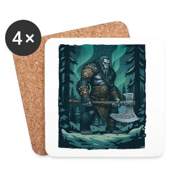 Viking Bigfoot Cryptid Norse Sasquatch Yeti - Coasters (set of 4) - white - Front