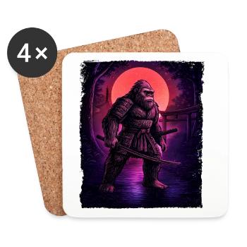 Samurai Bigfoot Kryptid Sasquatch Yeti Jäger - Untersetzer (4er-Set) - Weiß - Vorne