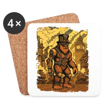 Steampunk Bigfoot Cryptid Sasquatch Ausrüstung Yeti - Untersetzer (4er-Set) - Weiß - Vorne