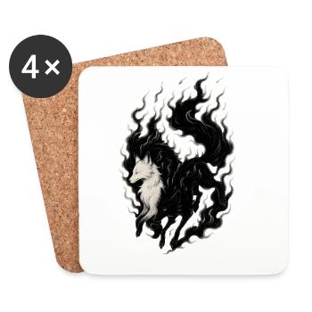 Mythisches Wolf Fusion Ink Design, Yin Yang - Untersetzer (4er-Set) - Weiß - Vorne