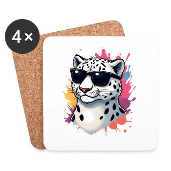 Lässiger Gepard mit Sonnenbrille - Untersetzer (4er-Set) - Weiß - Vorne
