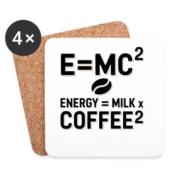 E=MC2 Physics Saying Caffeine Nerd Energy Coffee - Coasters (set of 4) - white - Front