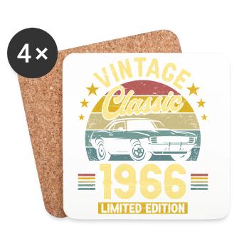 1966 Voiture 60 Ans Anniversaire Homme - Dessous de verre (lot de 4) - blanc - Devant