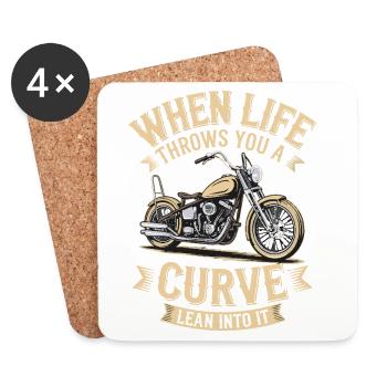 When Life Throws You a Curve – Biker Design - Coasters (set of 4) - white - Front