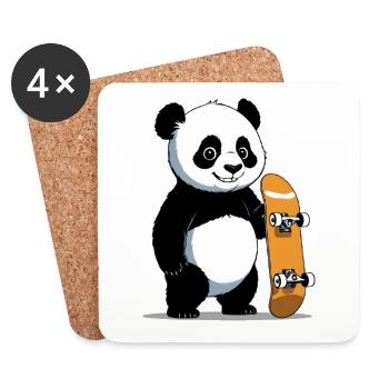 Skateboard Panda Illustration - Coasters (set of 4) - white - Front